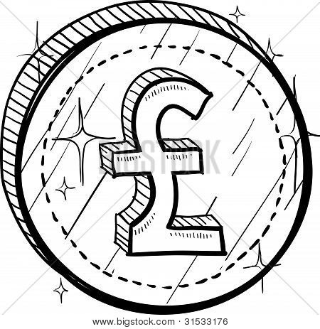 Bosquejo de símbolo de libra británica