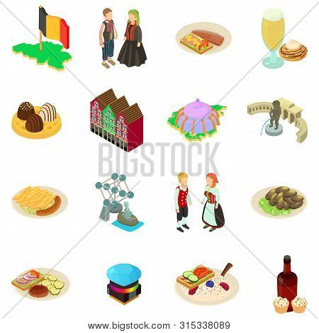 Germany Icons Set. Isometric Set Of Germany Icons For Web Isolated On White Background