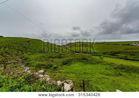 Amazing Landscape Of The Irish Countryside On The Coastal Walk Route From Doolin To The Cliffs Of Mo