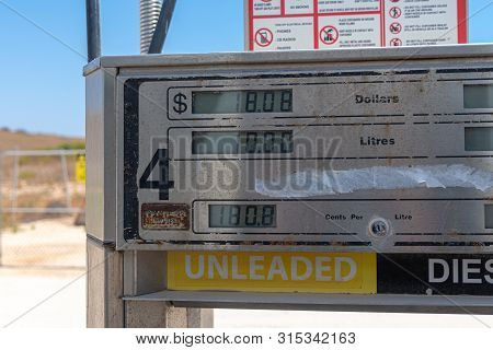 Expensive Unleaded Petrol And Diesel Prices At Self Service Gas Station In Coral Bay Australia