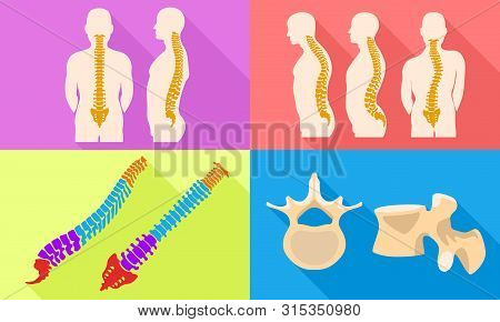 Spine Icons Set. Flat Set Of Spine Vector Icons For Web Design