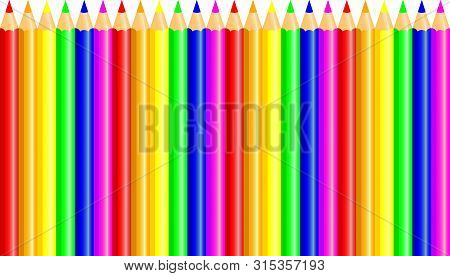 Crayons - Colored Pencil Set Loosely Arranged - Vector On White Background.