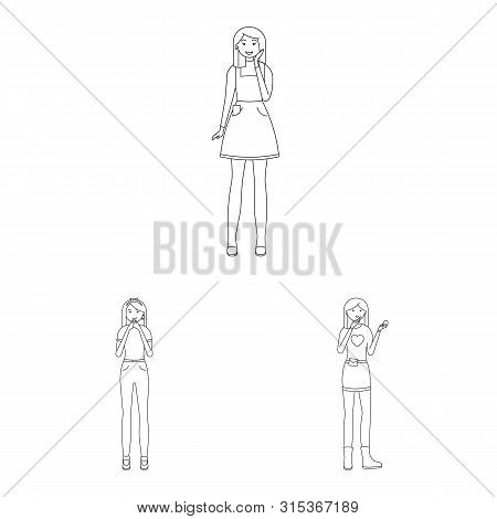 Vector Design Of Posture And Mood Sign. Collection Of Posture And Female Vector Icon For Stock.