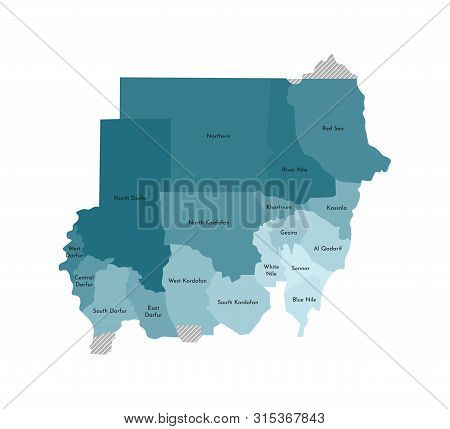 Vector Isolated Illustration Of Simplified Administrative Map Of Sudan. Borders And Names Of The Reg