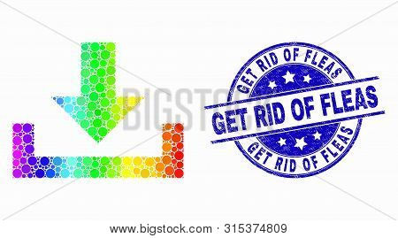 Dot Spectral Download Mosaic Icon And Get Rid Of Fleas Seal. Blue Vector Rounded Scratched Seal Stam