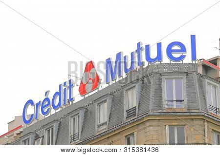 Paris France - May 25, 2019: Credit Mutuel Bank France