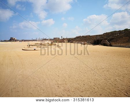 Ruins Of Ancient Cesarea City  Built By Herod, Israel