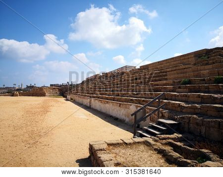 Ruins Of Ancient Cesarea City  Built By Herod, Israel