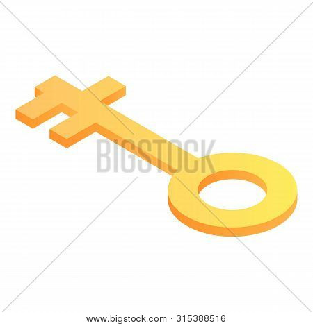 Gold Key Icon. Isometric Of Gold Key Vector Icon For Web Design Isolated On White Background