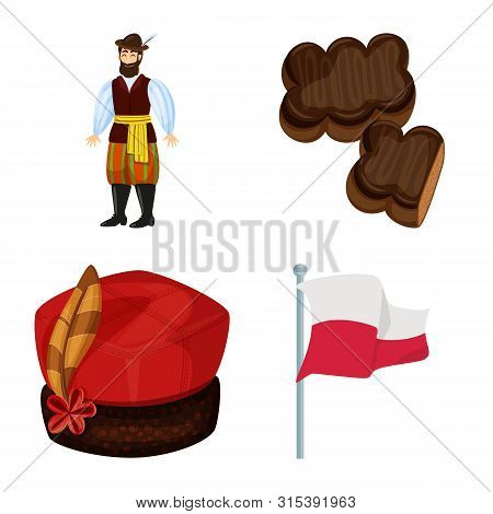 Vector Illustration Of Poland And Travel Sign. Set Of Poland And Europe Stock Vector Illustration.