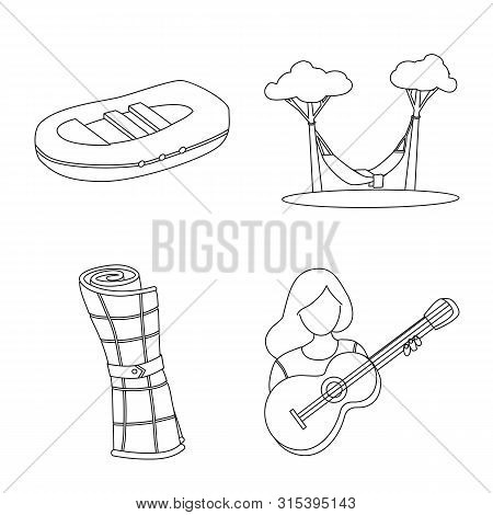 Vector Design Of Hobby And Travel Sign. Set Of Hobby And Tourism Stock Symbol For Web.