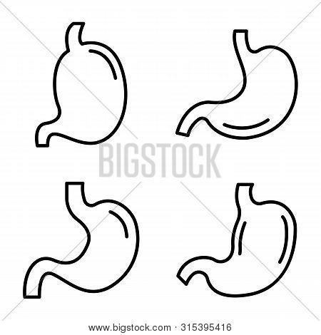 Stomach Icons Set. Outline Set Of Stomach Vector Icons For Web Design Isolated On White Background