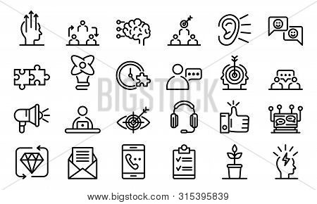 Crm Icons Set. Outline Set Of Crm Vector Icons For Web Design Isolated On White Background