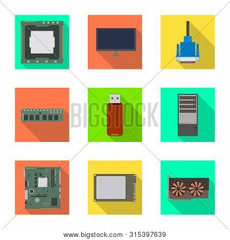 Vector Design Of Accessories And Device Icon. Set Of Accessories And Electronics Stock Symbol For We
