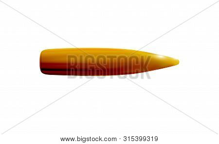 Isolated Gold Bullets Kalashnikov Or Rifle, 3d Realistic , Golden Or Brass On Light Background, Firi