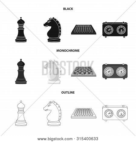 Vector Illustration Of Checkmate And Thin Sign. Collection Of Checkmate And Target Stock Vector Illu