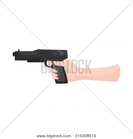 Isolated Object Of Hand And Gun Icon. Set Of Hand And Man Vector Icon For Stock.