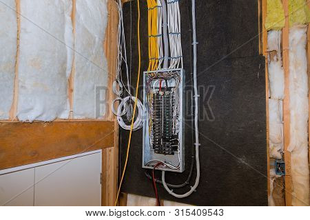 Wired Electrical Terminals On Metal Bar Wiring Cable Box, Residential House Under Construction New H