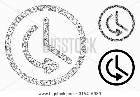 Mesh Rollback Time Model With Triangle Mosaic Icon. Wire Frame Triangular Mesh Of Rollback Time. Vec
