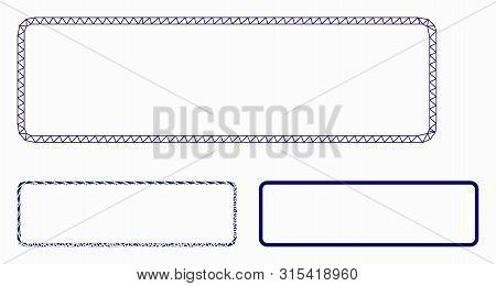 Mesh Rounded Rectangle Frame Model With Triangle Mosaic Icon. Wire Carcass Triangular Network Of Rou