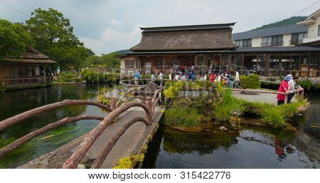 Yamanashi, Japan, 28 June 2019: tourist at Oshino Hakkai