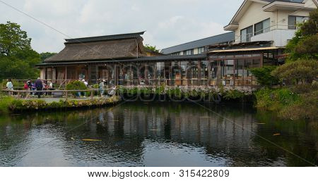 Yamanashi, Japan, 28 June 2019: Oshino Hakkai in Japan