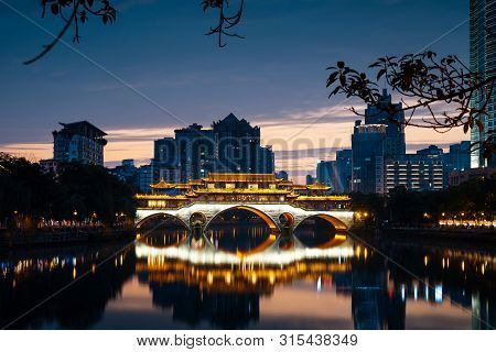 Anshun Bridge In The Provincial Capital Of Chengdu In Sichuan, China