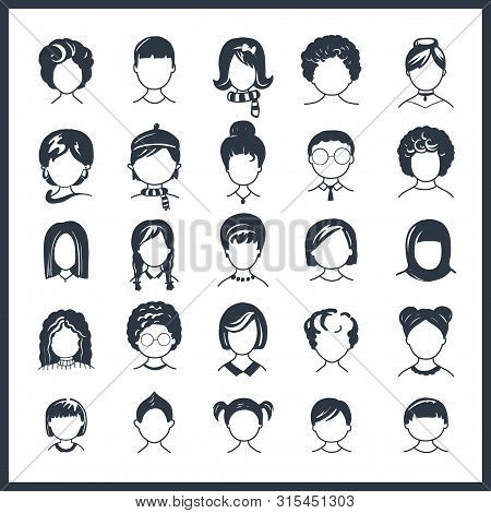 Set Of Avatar Or User Icons. Vector Illustration. Silhouettes Man And Woman. Adult, Youth And Child 