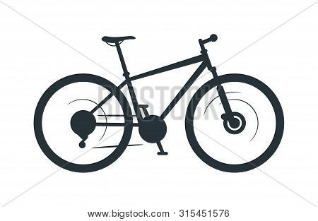 Mountain Bike Vector Silhouette Illustration. Eco Friendly Vehicle, Bicycle Black Monochrome Icon. T