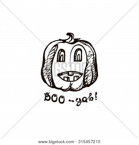 Halloween Hand Drawn Pumpkin With Handwritten Phrase