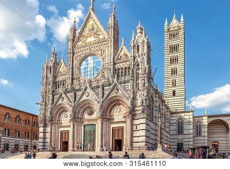 Siena, Italy - August 19, 2013: Cathedral Duomo Di Siena, Roman Catholic Medieval Church In Siena, I