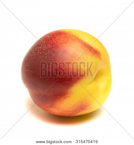 Nectarine Fruit Lies On A White Background