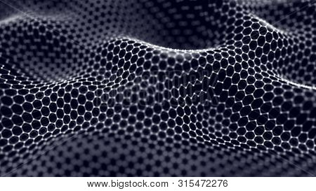 Futuristic Hexagon Abstract Background. Analysis And Automation Of Data On Artificial Intelligence.