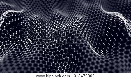 Futuristic Hexagon Abstract Background. Analysis And Automation Of Data On Artificial Intelligence.