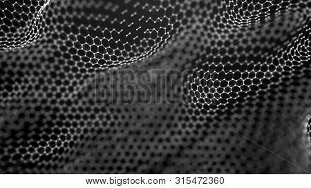 Futuristic Hexagon Abstract Background. Analysis And Automation Of Data On Artificial Intelligence.