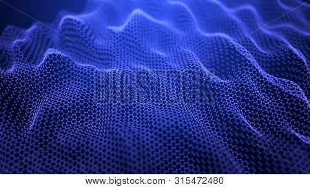 Futuristic Hexagon Abstract Background. Analysis And Automation Of Data On Artificial Intelligence.