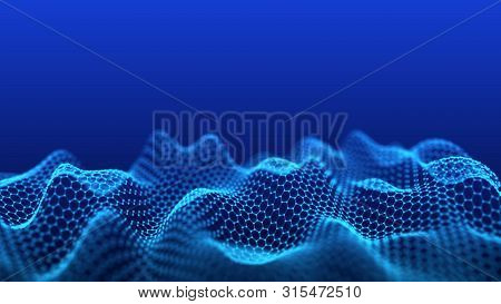 Futuristic Hexagon Abstract Background. Analysis And Automation Of Data On Artificial Intelligence.