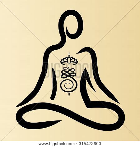 Abstract Human Figure, Yoga Related Vector Logo Icon