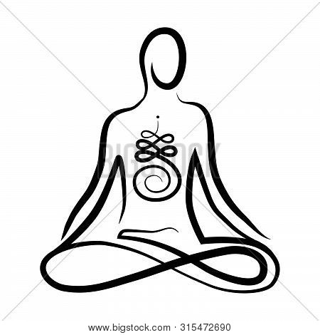 Abstract Human Figure, Yoga Related Vector Logo Icon