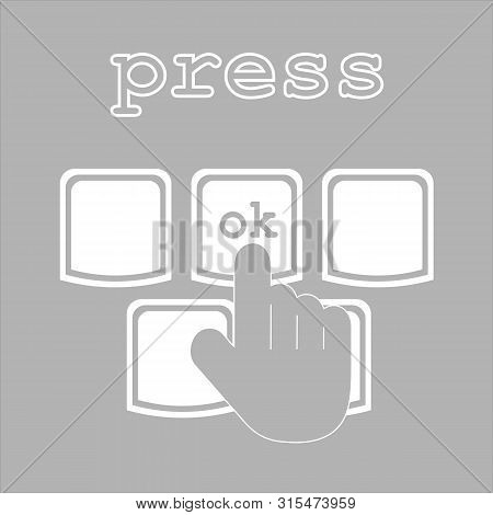 Yes Or No Click Chalk Icon. Accept And Decline Buttons. Hand Pressing Button. Isolated Vector Chalkb