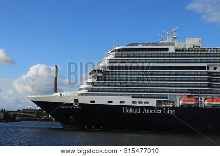Velsen, The Netherlands - July 7th 2019: Ms Nieuw Statendam Operated By Holland America Line On Nort