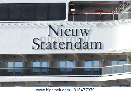Velsen, The Netherlands - July 7th 2019: Ms Nieuw Statendam Operated By Holland America Line On Nort