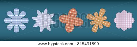 Flowers Made Of Lines With Clipping Mask. On Dark Blue Background. Vector Illustration