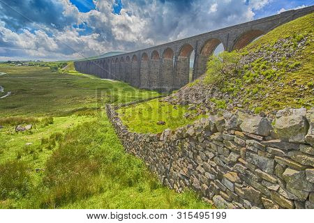 View Of Large Victorian Viaduct In Rural Countryside Scenery
