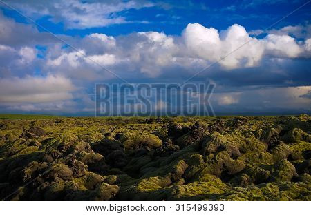 Landscape Of Lakagigar Volcanic Valley In Central Iceland