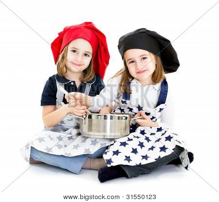 chef and cook with pot