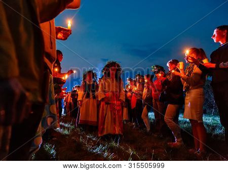 Bolshaya Rechka, Russia - June 25 2017: Celebrating Of Belorussian Holiday Ivan Kupala Near The Rive