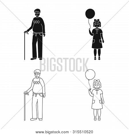 Vector Illustration Of Character And Avatar Sign. Collection Of Character And Portrait Stock Vector 