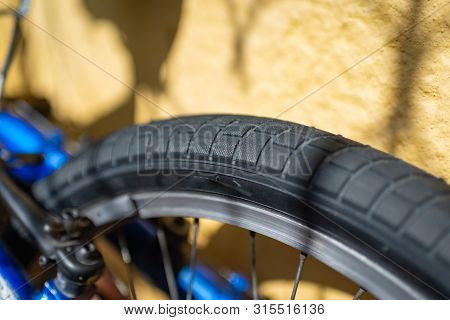Bicycle Tire Spokes Close Up Ride Riding Bike Rubber Brakes Break Braking Valve Axle Metal.