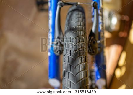 Bicycle Tire Spokes Close Up Ride Riding Bike Rubber Brakes Break Braking Valve Axle Metal.
